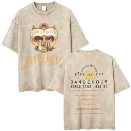 Washed Vintage Michael Jackson Album Logo Graphic T Shirts Men Women Retro Gothic Rock Streetwear Men's Punk Oversized T-shirt