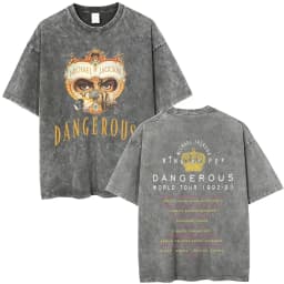 Washed Vintage Michael Jackson Album Logo Graphic T Shirts Men Women Retro Gothic Rock Streetwear Men's Punk Oversized T-shirt