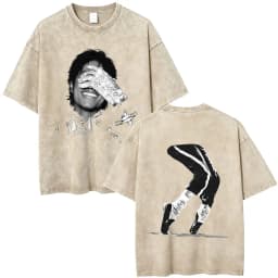 Washed Vintage Michael Jackson Album Logo Graphic T Shirts Men Women Retro Gothic Rock Streetwear Men's Punk Oversized T-shirt