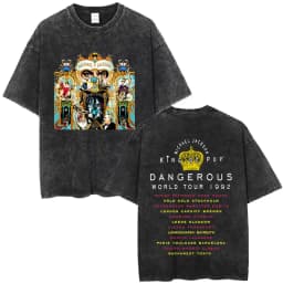 Washed Vintage Michael Jackson Album Logo Graphic T Shirts Men Women Retro Gothic Rock Streetwear Men's Punk Oversized T-shirt