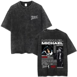Washed Vintage Michael Jackson Album Logo Graphic T Shirts Men Women Retro Gothic Rock Streetwear Men's Punk Oversized T-shirt