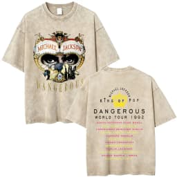 Washed Vintage Michael Jackson Album Logo Graphic T Shirts Men Women Retro Gothic Rock Streetwear Men's Punk Oversized T-shirt