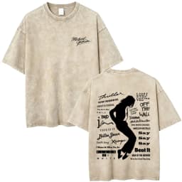 Washed Vintage Michael Jackson Album Logo Graphic T Shirts Men Women Retro Gothic Rock Streetwear Men's Punk Oversized T-shirt