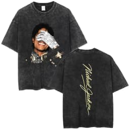 Washed Vintage Michael Jackson Album Logo Graphic T Shirts Men Women Retro Gothic Rock Streetwear Men's Punk Oversized T-shirt