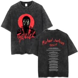 Washed Vintage Michael Jackson Album Logo Graphic T Shirts Men Women Retro Gothic Rock Streetwear Men's Punk Oversized T-shirt