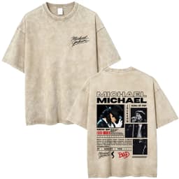 Washed Vintage Michael Jackson Album Logo Graphic T Shirts Men Women Retro Gothic Rock Streetwear Men's Punk Oversized T-shirt