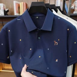 Classic Trend Man New Short-Sleeved Polo Shirt Lapel Button Multi-pattern Letter Animal Embroidery Ventilate Snug Men's Clothing