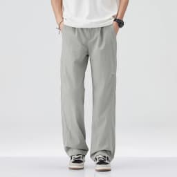 Brand Clothing Men's Spring Summer Thin Loose Straight Casual Pants Wrinkle Breathable Stretch Cargo Trousers Male Y2k 28-38