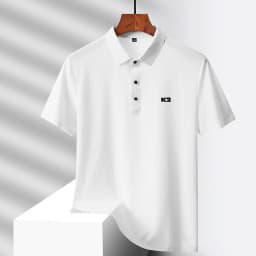 Letter printed polo shirt short sleeved ice silk comfortable men's top 2026 summer breathable casual fashion brand lapel T-shirt