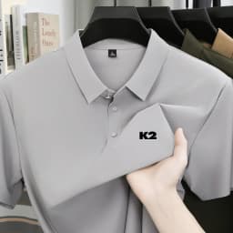 Letter printed polo shirt short sleeved ice silk comfortable men's top 2026 summer breathable casual fashion brand lapel T-shirt