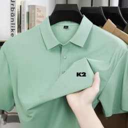 Letter printed polo shirt short sleeved ice silk comfortable men's top 2026 summer breathable casual fashion brand lapel T-shirt