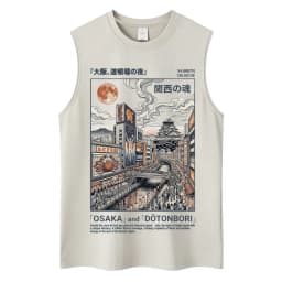 Washed Japanese Style Hokkaido Wave Tokyo Tank Tops Men Women Harajuku Fashion Vintage Sleeveless T Shirt Loose Cotton Y2k Vests