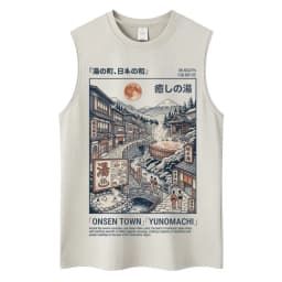 Washed Japanese Style Hokkaido Wave Tokyo Tank Tops Men Women Harajuku Fashion Vintage Sleeveless T Shirt Loose Cotton Y2k Vests
