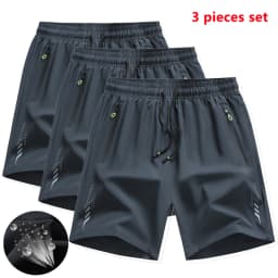 3 Pieces New Running Shorts Men Gym Sports Shorts Quick Dry Workout Training Fitness Jogging Short Pants Man Summer Board Shorts