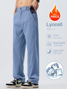 Lyocell Ultra-thin Ice Silk Trousers Men's Summer Loose Straight Cool Breathable Daily Sports Casual Trousers Fashion Korean