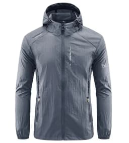 Men's UPF 50+ UV Protection Windbreaker Quick Dry Jacket Outdoor Sun-Protective Thin Hiking Fishing Cycling Hooded Sport Light