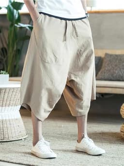 Summer Thin Beach Cotton Linen Casual Shorts Men Japenese Wide Leg Baggy Capris Pants Male Sport Running Shorts 2025 New