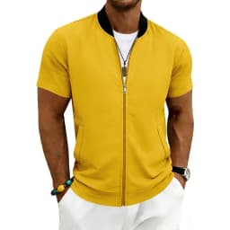 2026 American Summer Men's Stand Collar Thin Sports Short Sleeve Flight Zipper Baseball Jersey Jacket