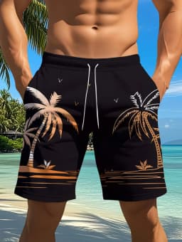 Men's Hawaiian Swim Trunks 3D Gradient Palm Tree Print Beach Shorts Quick Dry Outdoor Fashion Sports Shorts Fashion Men's Shorts
