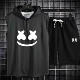 Brand Summer Men's Two Piece Set CasualT-Shirt and Shorts Set Mens Sports Suit Fashion Short Sleeve Tracksuit Hooded T-shirt