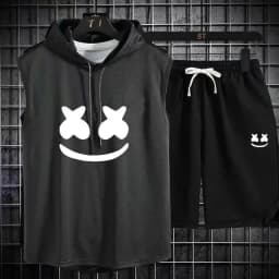 Brand Summer Men's Two Piece Set CasualT-Shirt and Shorts Set Mens Sports Suit Fashion Short Sleeve Tracksuit Hooded T-shirt