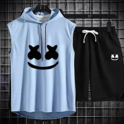 Brand Summer Men's Two Piece Set CasualT-Shirt and Shorts Set Mens Sports Suit Fashion Short Sleeve Tracksuit Hooded T-shirt