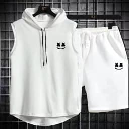 Brand Summer Men's Two Piece Set CasualT-Shirt and Shorts Set Mens Sports Suit Fashion Short Sleeve Tracksuit Hooded T-shirt