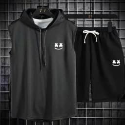 Brand Summer Men's Two Piece Set CasualT-Shirt and Shorts Set Mens Sports Suit Fashion Short Sleeve Tracksuit Hooded T-shirt