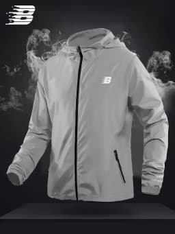 Mens B Logo Hooded Windbreaker Lightweight Waterproof Outdoor Sports Casual Long Sleeve Jacket Coat