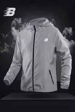 Mens B Logo Hooded Windbreaker Lightweight Waterproof Outdoor Sports Casual Long Sleeve Jacket Coat