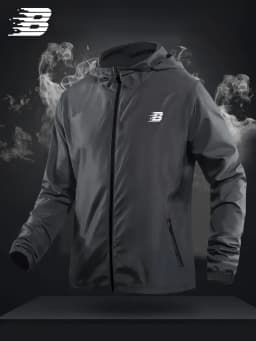 Mens B Logo Hooded Windbreaker Lightweight Waterproof Outdoor Sports Casual Long Sleeve Jacket Coat