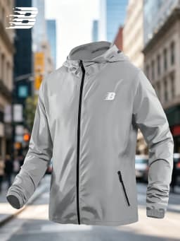 Mens B Logo Hooded Windbreaker Lightweight Waterproof Outdoor Sports Casual Long Sleeve Jacket Coat