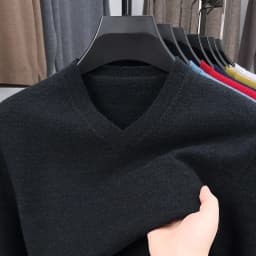 New Sweatwear Men's V Neck Basic Solid Color Sweaters Round Neck Elastic Pullovers Warm Autumn Knitted Oversized Sweater Men