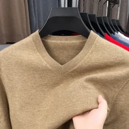 New Sweatwear Men's V Neck Basic Solid Color Sweaters Round Neck Elastic Pullovers Warm Autumn Knitted Oversized Sweater Men