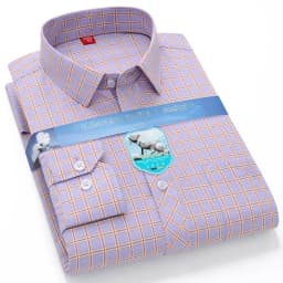Vintage 64% Cotton Long Sleeve Shirts for Men Slim Fit Formal Plian Shirt Solid Color Fashion Korean Popular Red Clothes