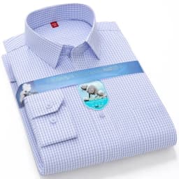 Vintage 64% Cotton Long Sleeve Shirts for Men Slim Fit Formal Plian Shirt Solid Color Fashion Korean Popular Red Clothes