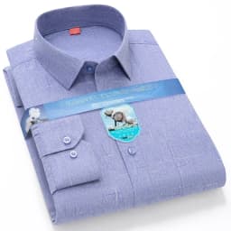 Vintage 64% Cotton Long Sleeve Shirts for Men Slim Fit Formal Plian Shirt Solid Color Fashion Korean Popular Red Clothes
