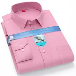 Vintage 64% Cotton Long Sleeve Shirts for Men Slim Fit Formal Plian Shirt Solid Color Fashion Korean Popular Red Clothes
