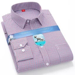 Vintage 64% Cotton Long Sleeve Shirts for Men Slim Fit Formal Plian Shirt Solid Color Fashion Korean Popular Red Clothes