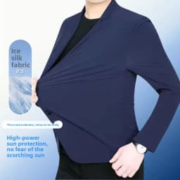 Summer Lightweight Sun Protection Blazer Men Fashionable Light Business Casual Ice Sensation Lightweight Ice Silk Elastic Blazer