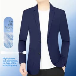 Summer Lightweight Sun Protection Blazer Men Fashionable Light Business Casual Ice Sensation Lightweight Ice Silk Elastic Blazer