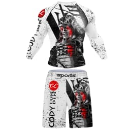 2 PCS Sports Suit Bjj Jiu Jitsu Gi Rashguard+MMA Shorts Muay Thai Pants Cool Boxing Grappling Wear Gym Fitness Running Clothes