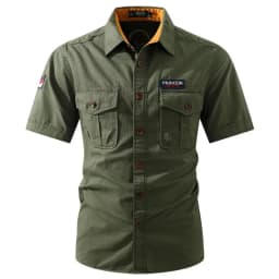 New Men Summer Short Sleeved Shirts Multi Pockets Military Tooling Shirts Quality 100% Cotton Male Outdoor Casual Shirts Size 5X