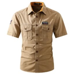 New Men Summer Short Sleeved Shirts Multi Pockets Military Tooling Shirts Quality 100% Cotton Male Outdoor Casual Shirts Size 5X