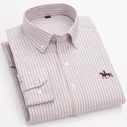 Quality 100% Cotton Oxford Shirt For Mens Long Sleeve Casual Business Regular-Fit Formal Dress Shirts Social Blouse Male Clothes