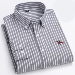 Quality 100% Cotton Oxford Shirt For Mens Long Sleeve Casual Business Regular-Fit Formal Dress Shirts Social Blouse Male Clothes
