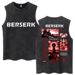 Washed Anime Berserk Guts Tank Tops Swordsman Gatsu Sacrifice Zodd Harajuku Vests Men Women Loose Cotton Y2k Sleeveless T Shirt