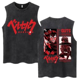 Washed Anime Berserk Guts Tank Tops Swordsman Gatsu Sacrifice Zodd Harajuku Vests Men Women Loose Cotton Y2k Sleeveless T Shirt