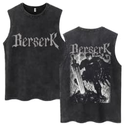 Washed Anime Berserk Guts Tank Tops Swordsman Gatsu Sacrifice Zodd Harajuku Vests Men Women Loose Cotton Y2k Sleeveless T Shirt