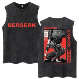 Washed Anime Berserk Guts Tank Tops Swordsman Gatsu Sacrifice Zodd Harajuku Vests Men Women Loose Cotton Y2k Sleeveless T Shirt